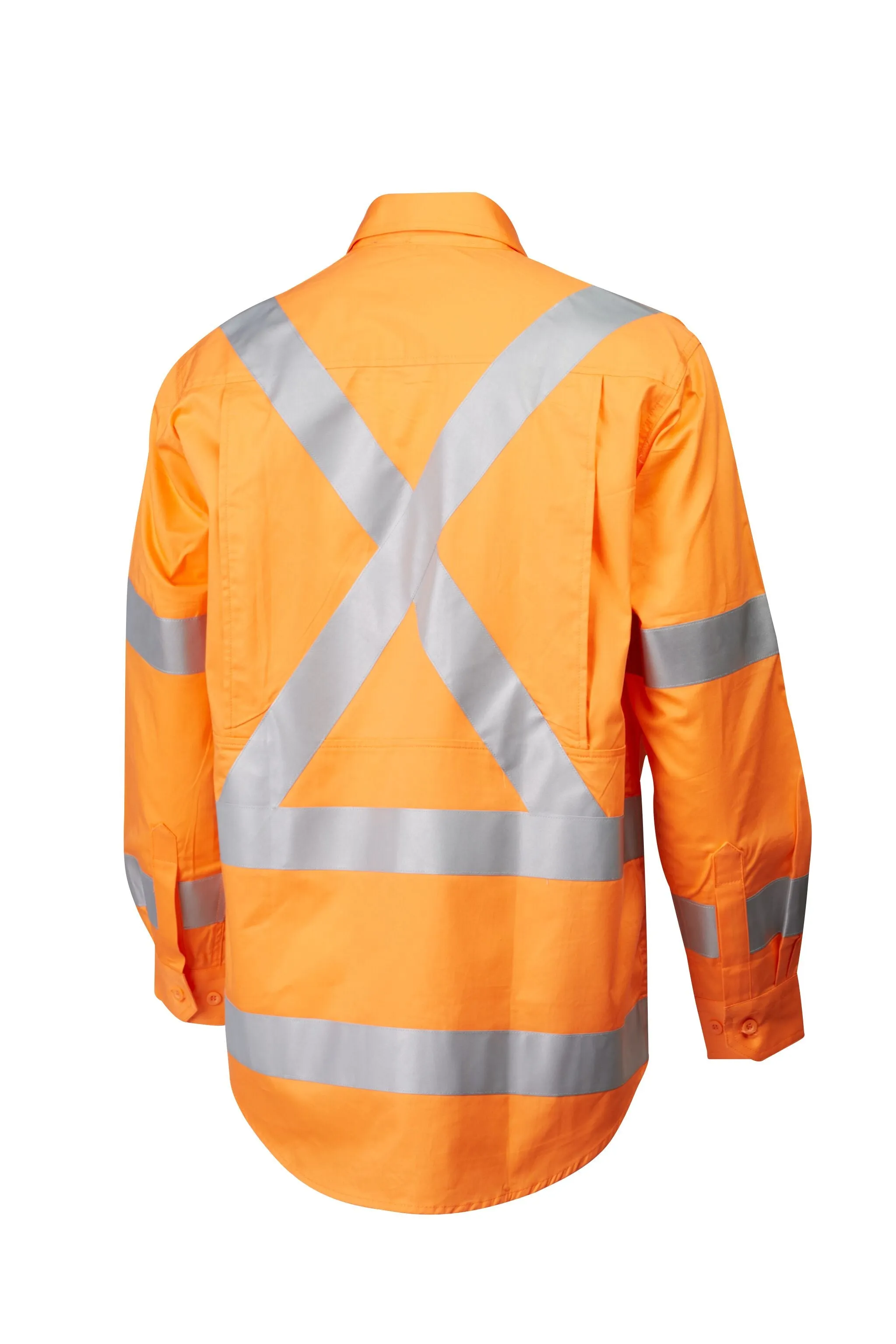 7WM621 SHIRT WOMENS L/SLEEVE MASTER HI VIS D/N NSW RAIL TAPED 155GSM COTTON DRILL