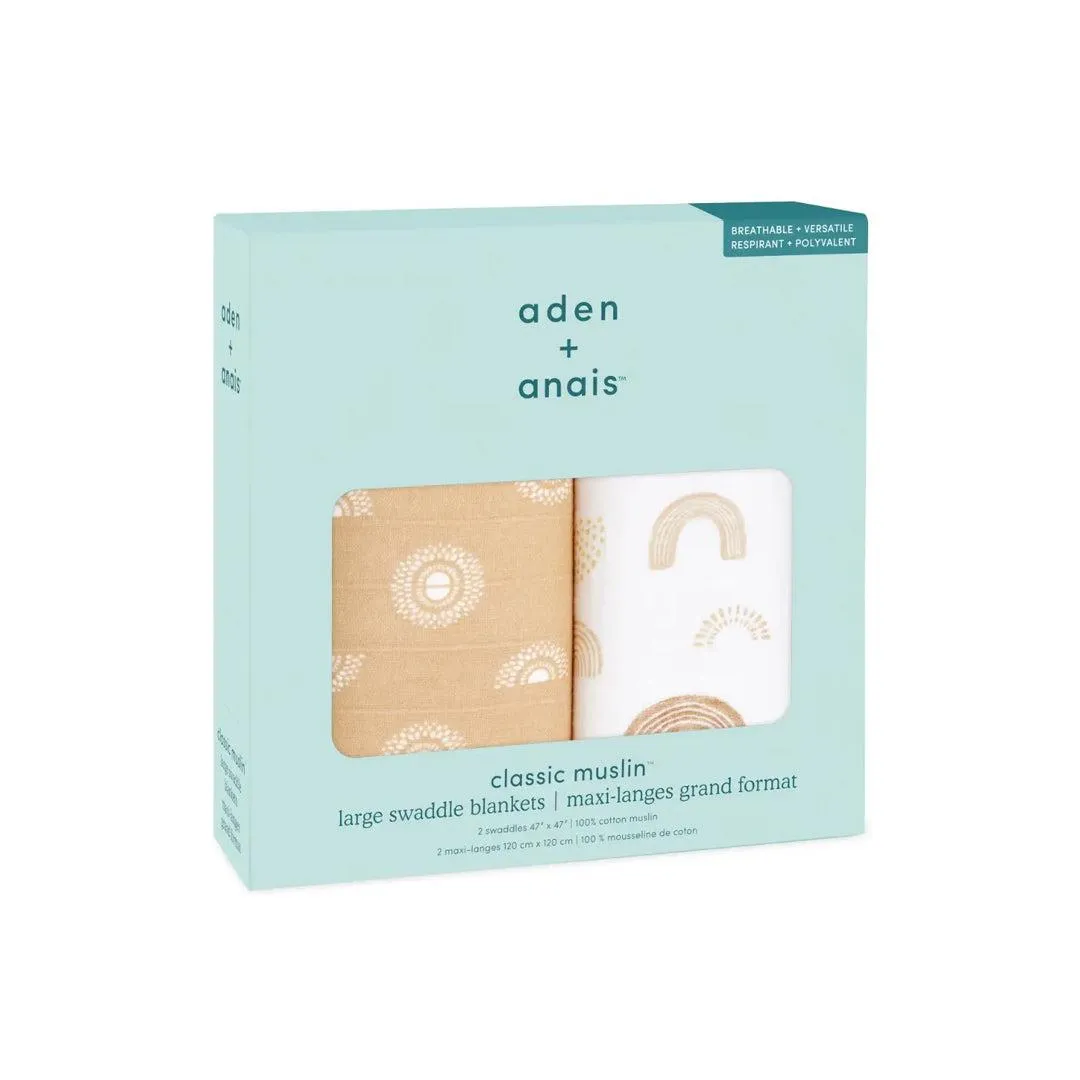 aden   anais Cotton Muslin Large Swaddles - 2 Pack - Keep Rising