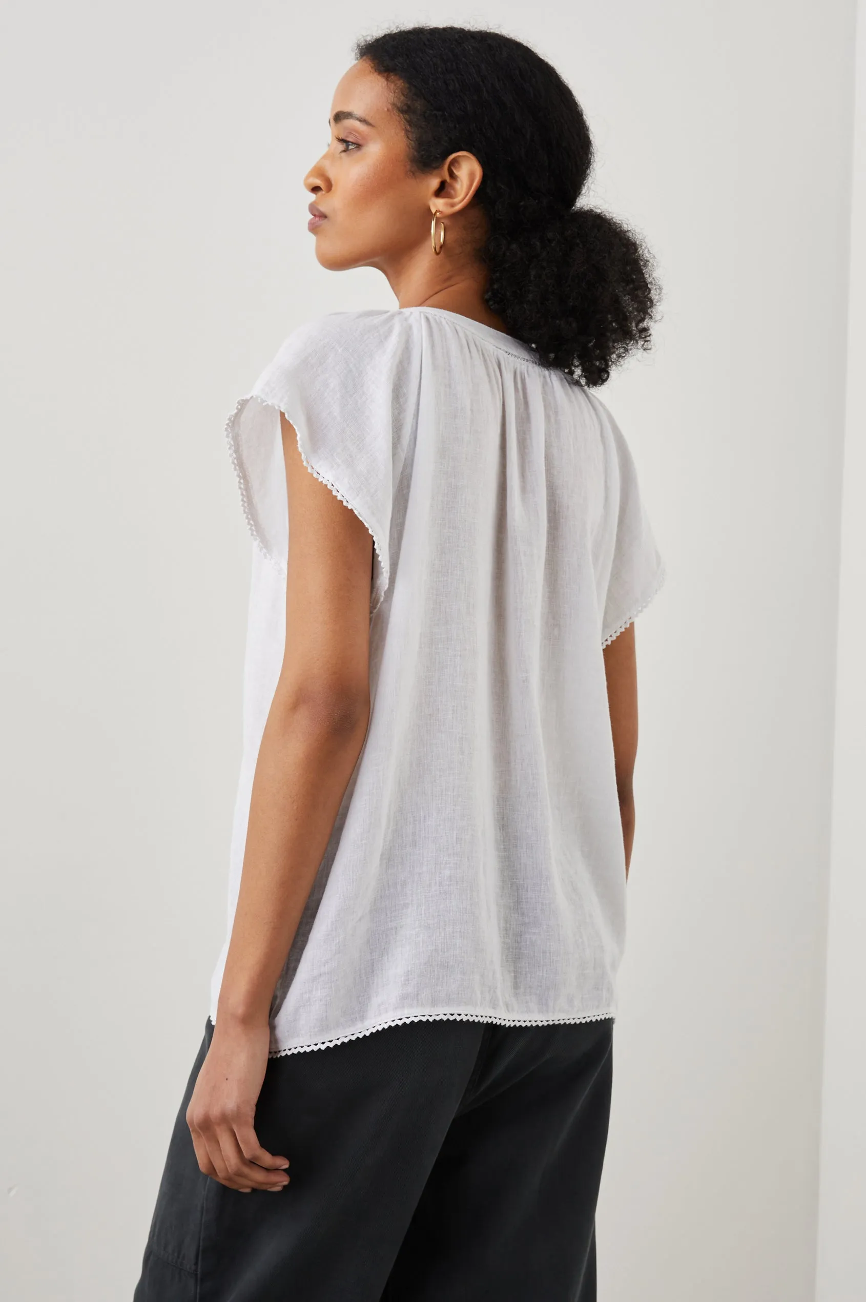 Alena Top ~ White Lace Detail
