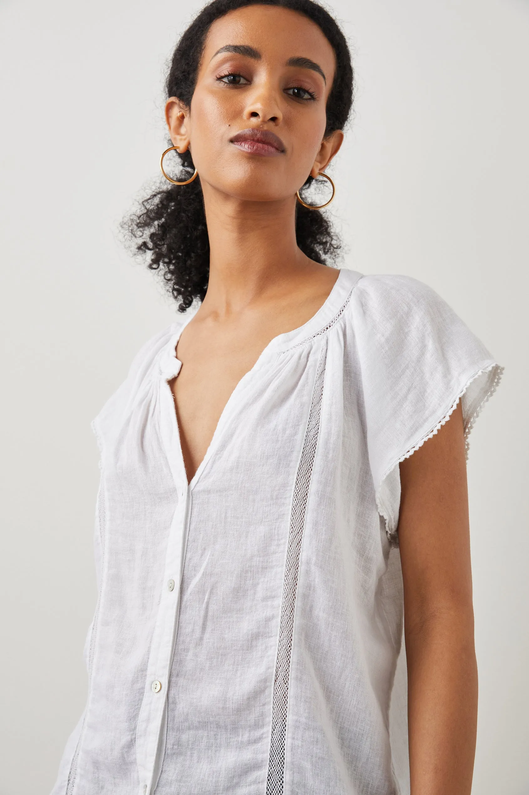 Alena Top ~ White Lace Detail