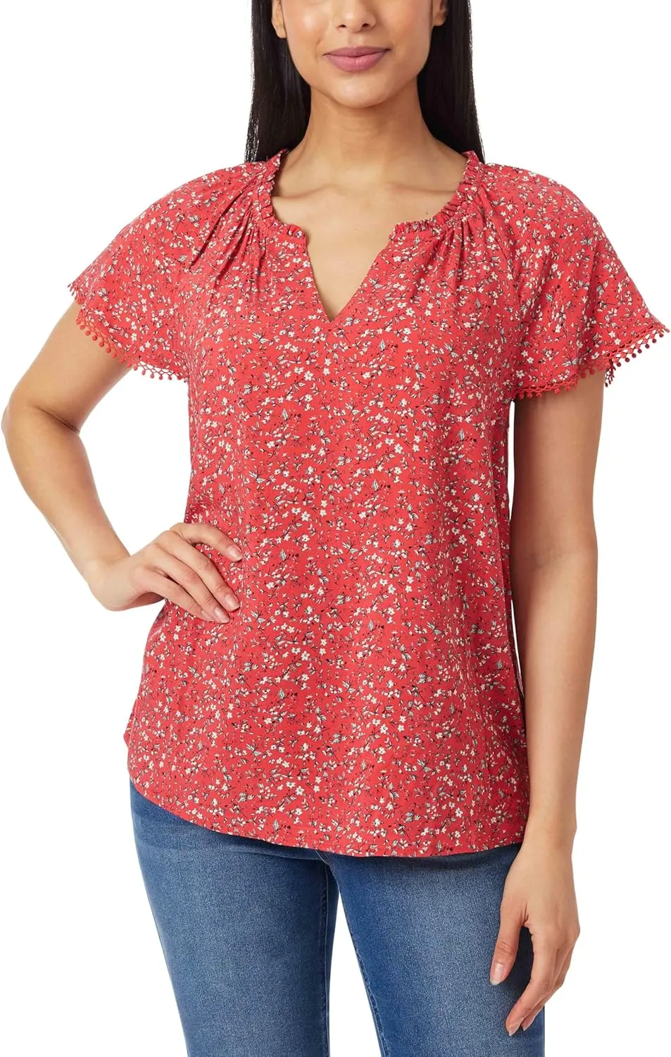 Angels Forever Young Women's Aileen Flutter Sleeve Blouse Top
