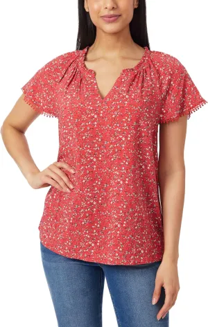 Angels Forever Young Women's Aileen Flutter Sleeve Blouse Top