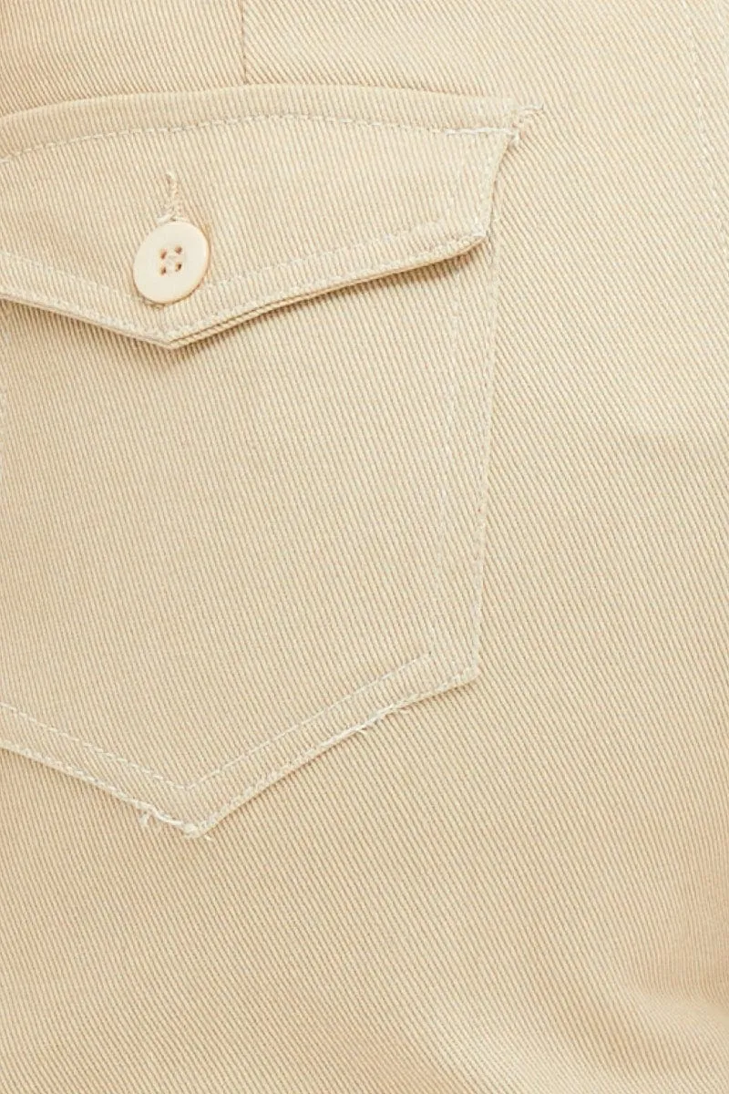 Beige Cargo Pants Polyester
