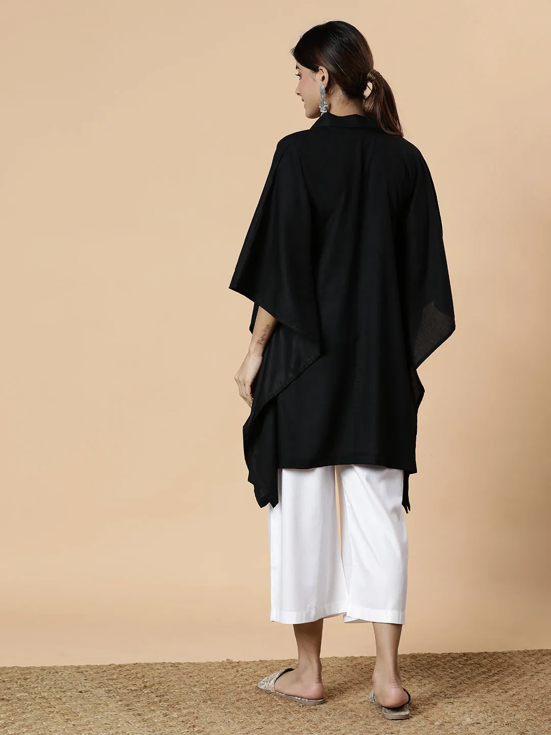Black Rayon ShirtKurta - WinsomeBeauty