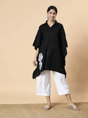 Black Rayon ShirtKurta - WinsomeBeauty