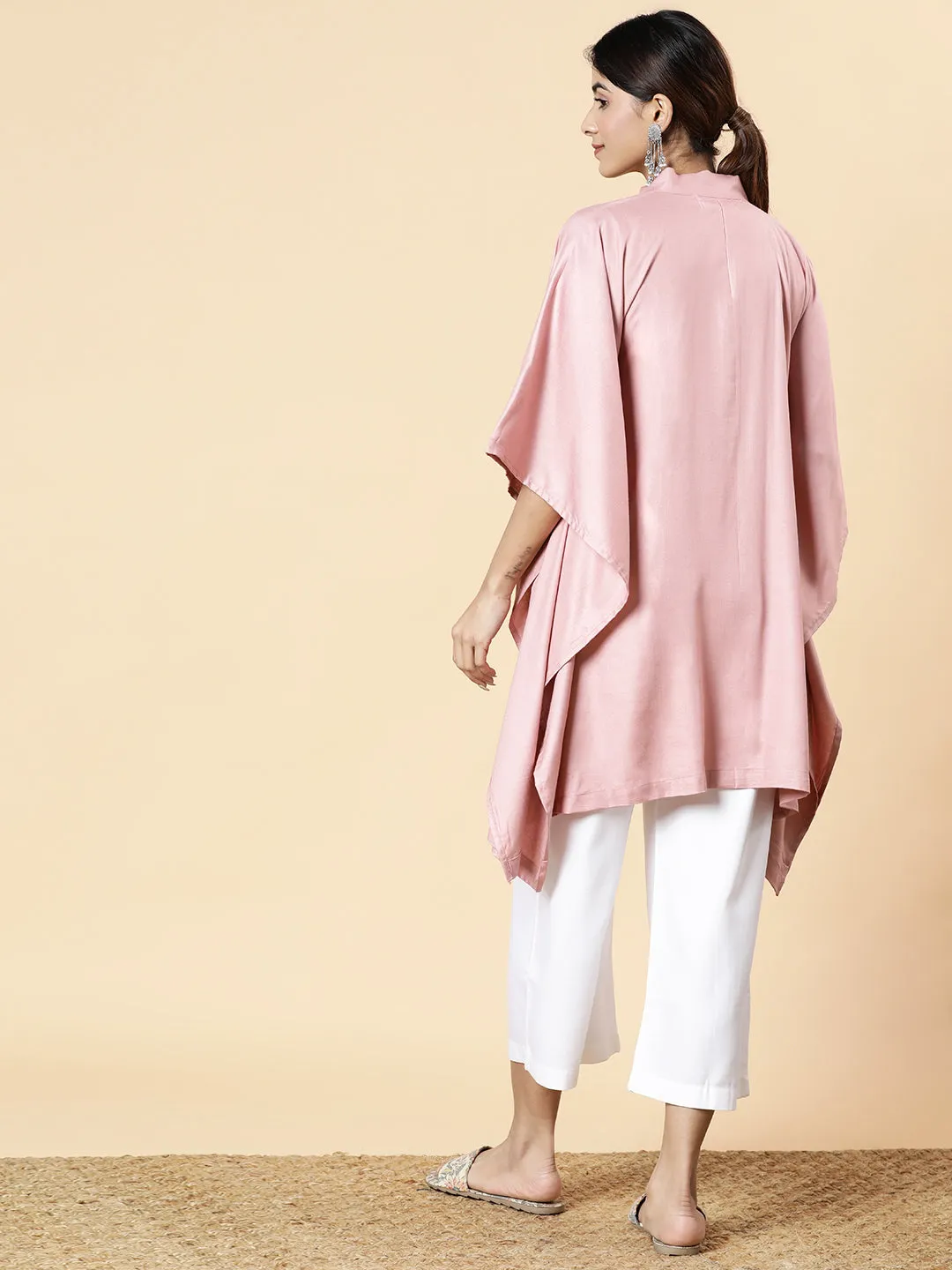 Blush Rayon MandarinKurti - TulipsMelody