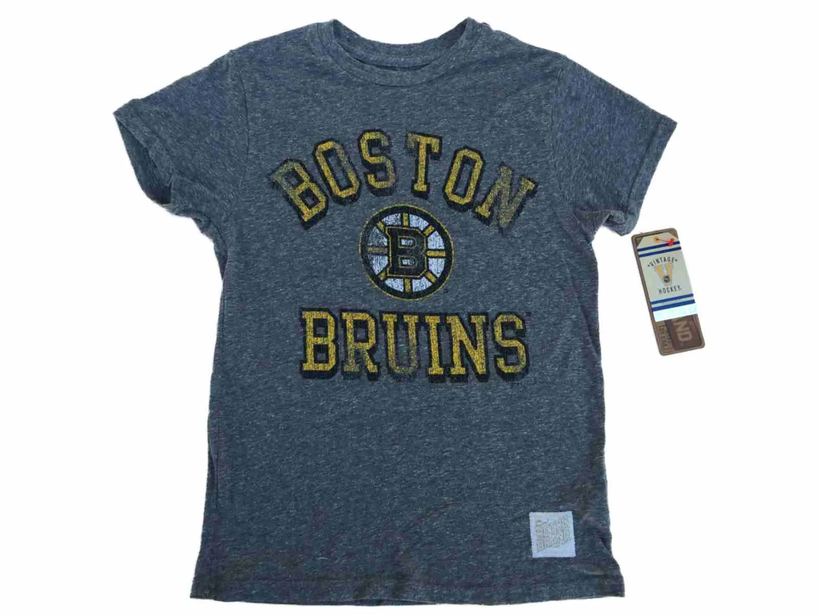 Boston Bruins Retro Brand YOUTH Gray Soft Tri-Blend Short Sleeve T-Shirt