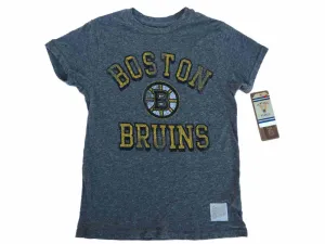 Boston Bruins Retro Brand YOUTH Gray Soft Tri-Blend Short Sleeve T-Shirt