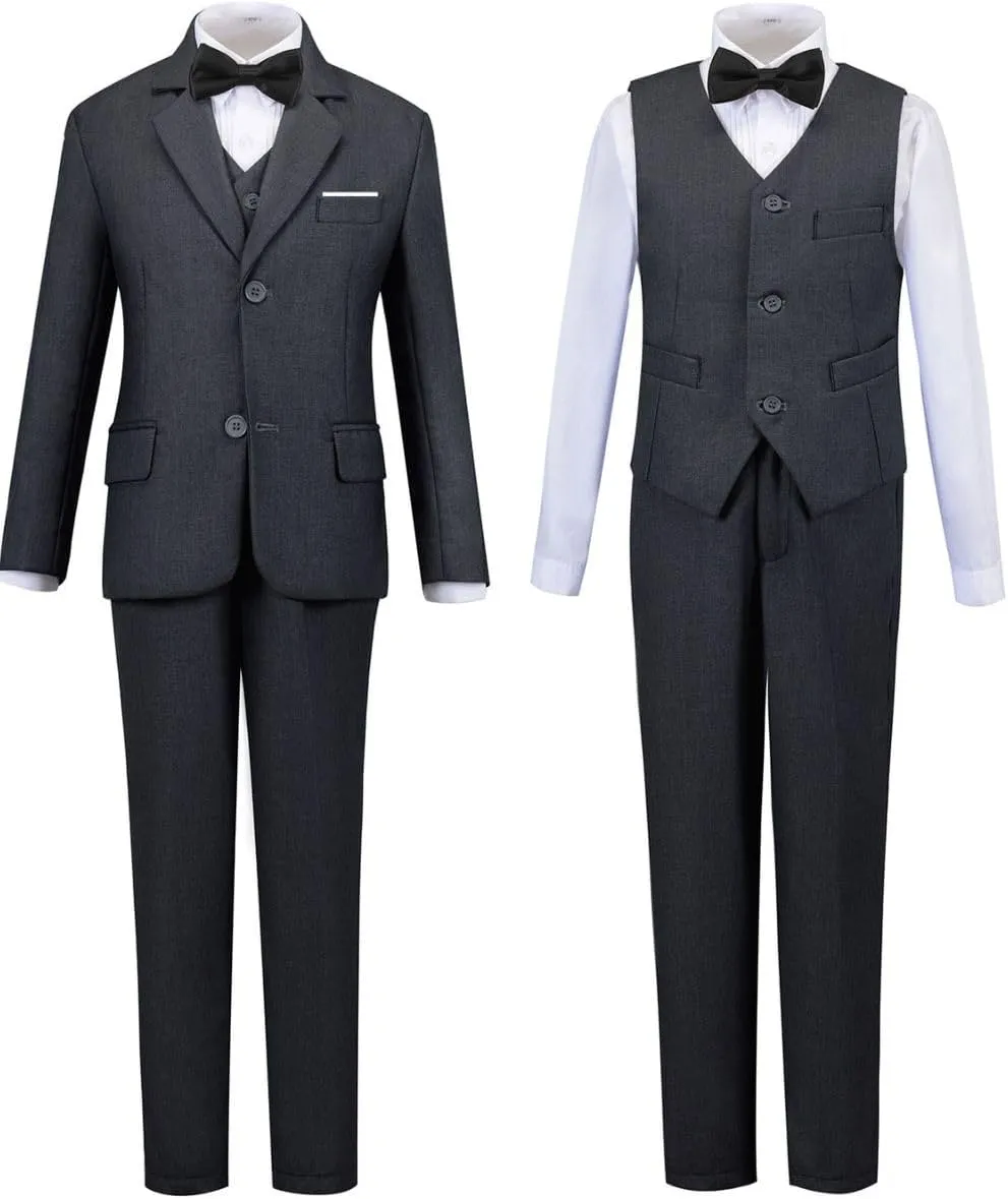 Boys Suit Set Formal Dress Shirt with Bowtie Vest Pants Toddler Boy Tuxedo Suits