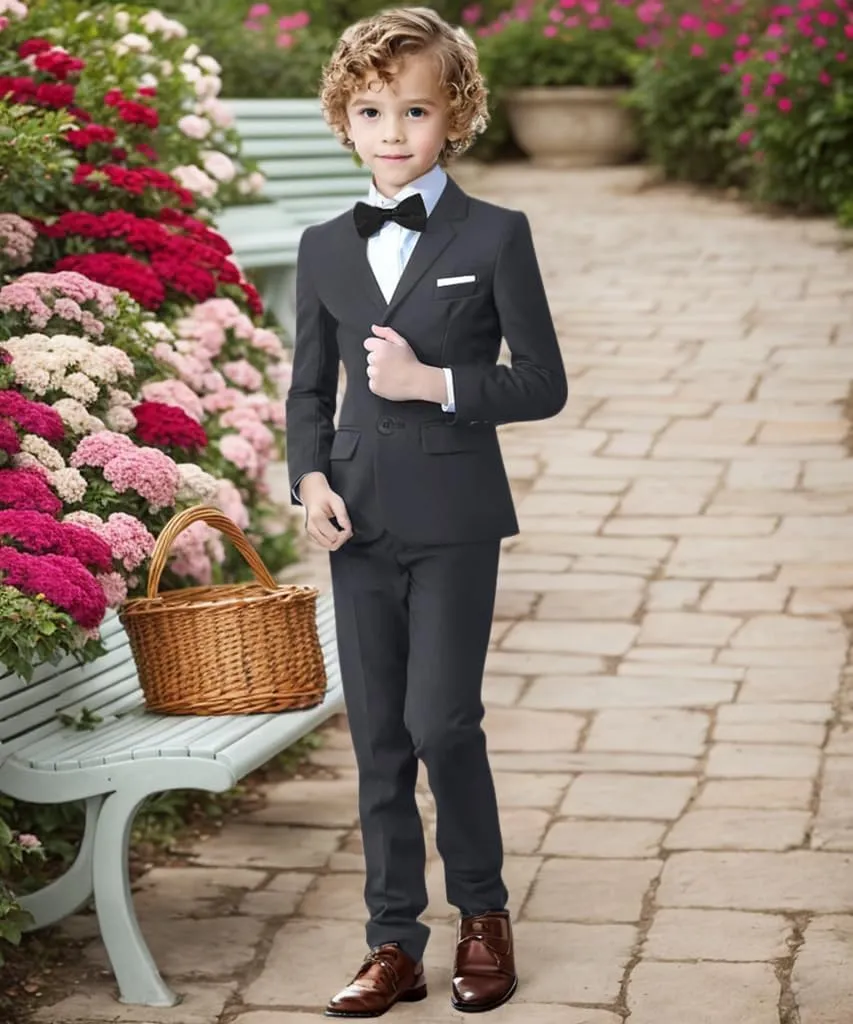 Boys Suit Set Formal Dress Shirt with Bowtie Vest Pants Toddler Boy Tuxedo Suits