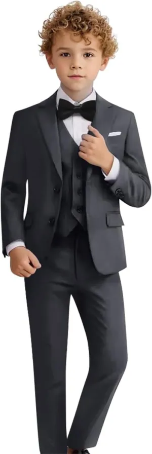 Boys Suit Set Formal Dress Shirt with Bowtie Vest Pants Toddler Boy Tuxedo Suits