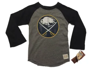 Buffalo Sabres Retro Brand WOMEN Gray 3/4 Sleeve Raglan T-Shirt