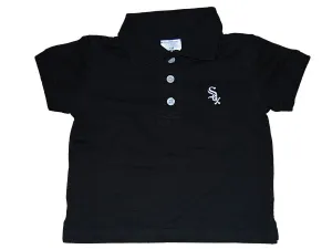 Chicago White Sox SAAG Toddler Black 1/3 Button Up Short Sleeve Polo