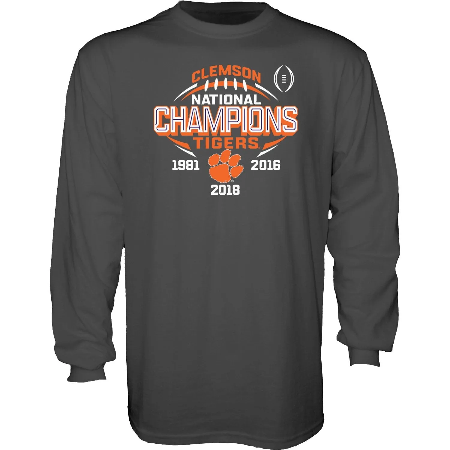 Clemson Tigers 2018-2019 Football National Champions Gray Long Sleeve T-Shirt
