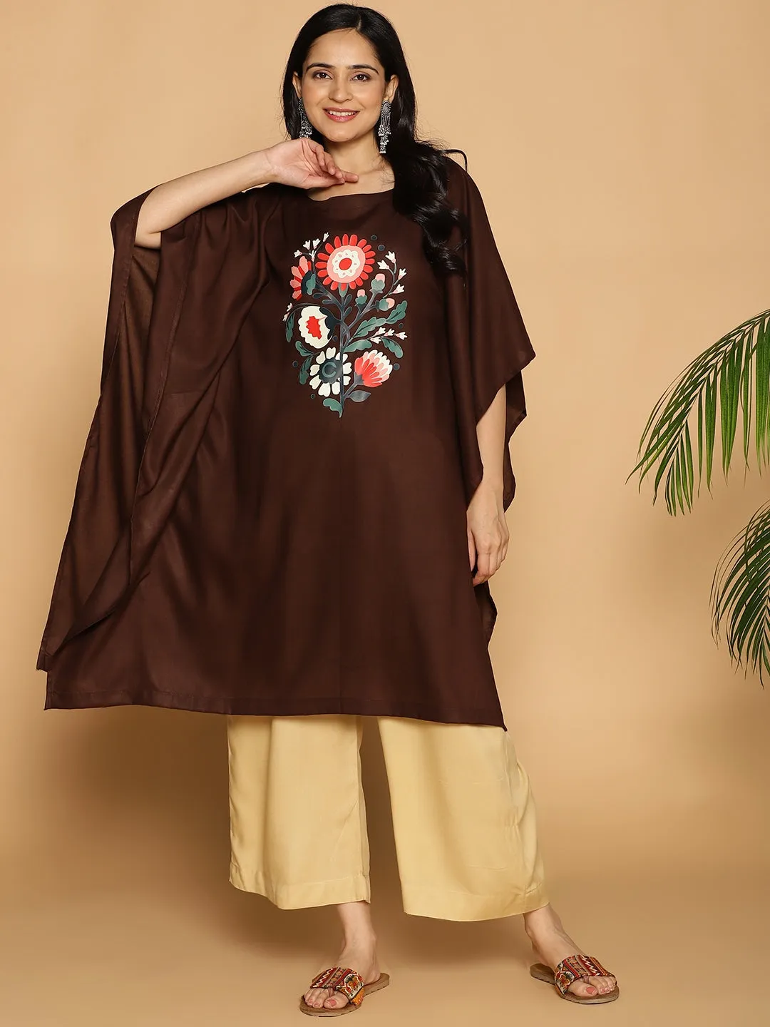 Coffee Rayon Kaftan - positivity