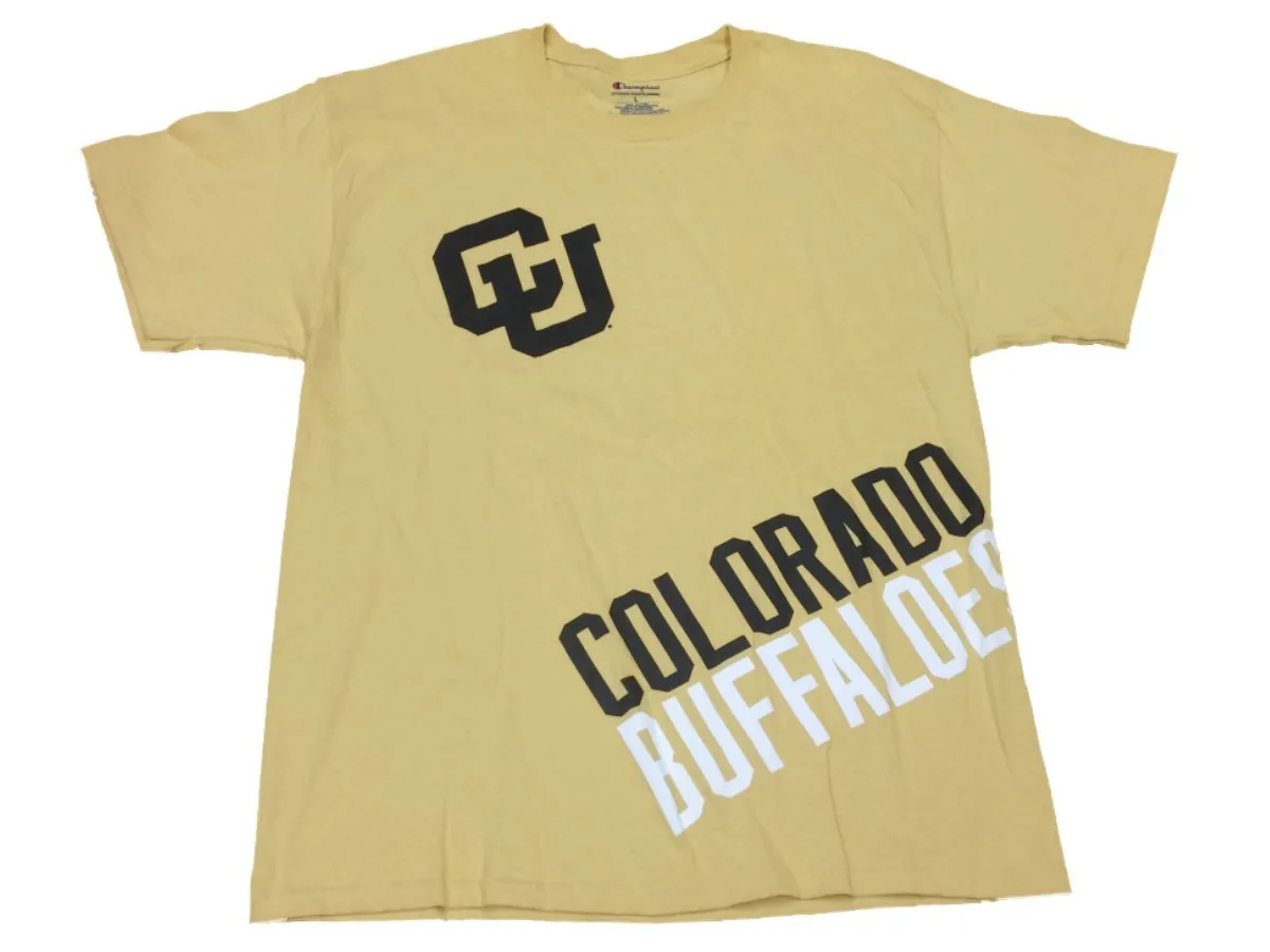 Colorado Buffaloes Champion Gold Yellow Short Sleeve Crew Neck T-Shirt (L)