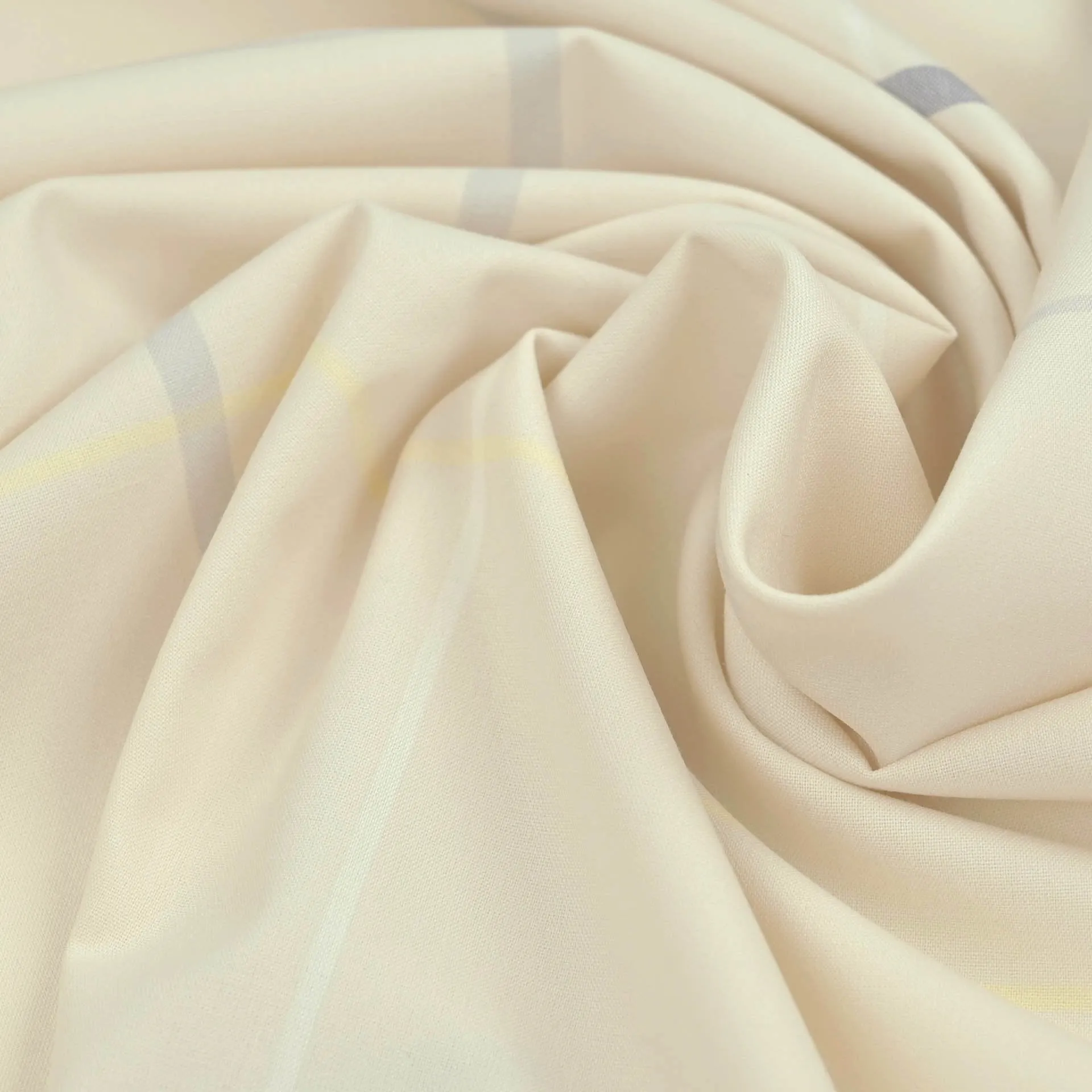 Cream Plaid Shirting Fabric 4711