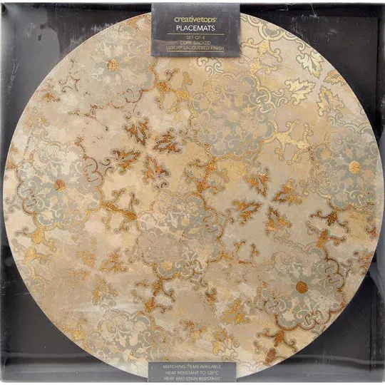 Creative Tops Gold Impressions Pack Of 4 Premium Round Coasters - Gold/Grey