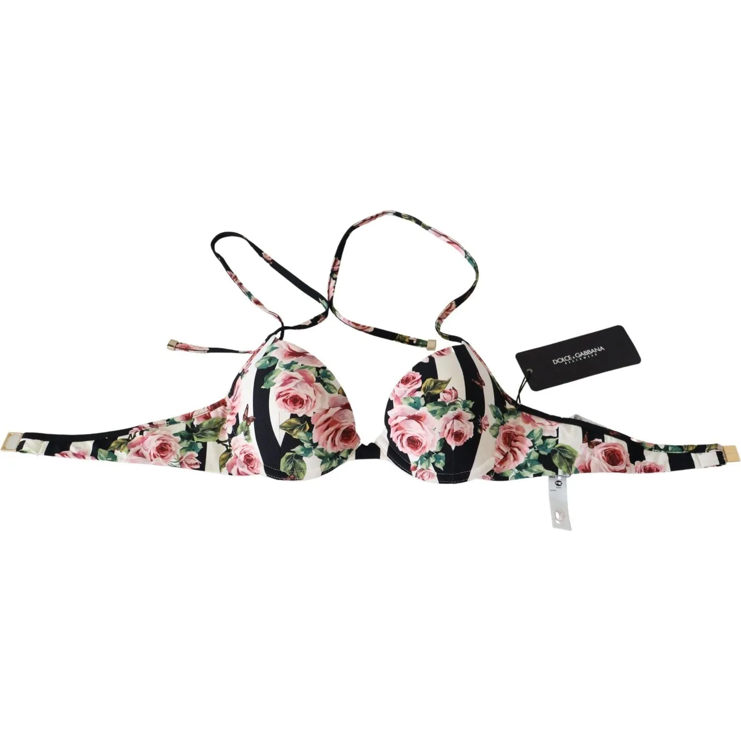 Dolce & Gabbana Elegant Rose Print Bikini Top