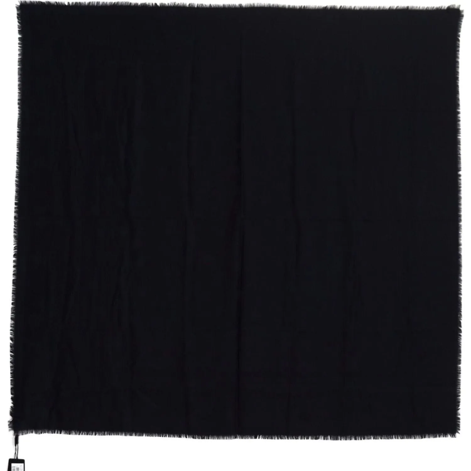 Dolce & Gabbana Elegant Silk-Wool Fringed Scarf in Dark Blue