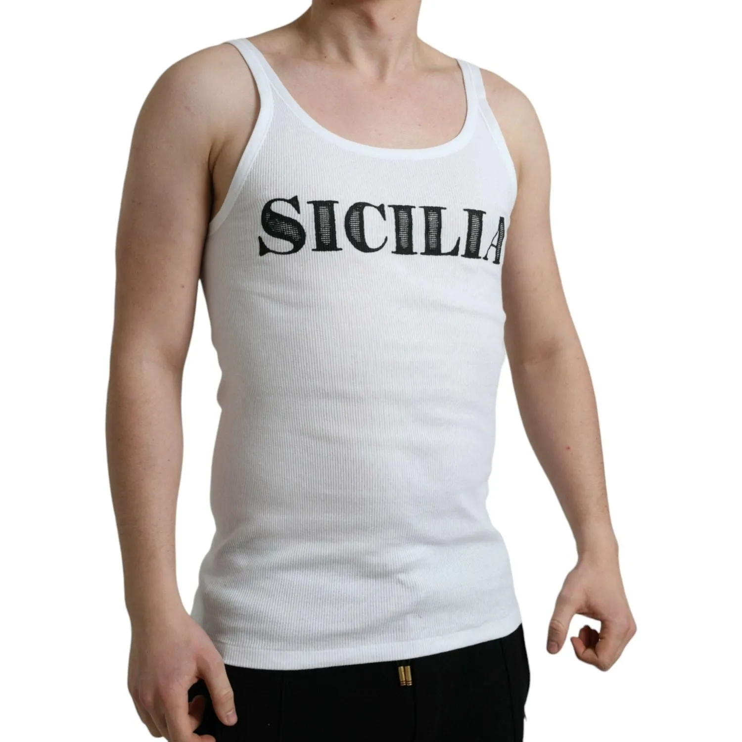 Dolce & Gabbana Elegant White Cotton Tank T-Shirt