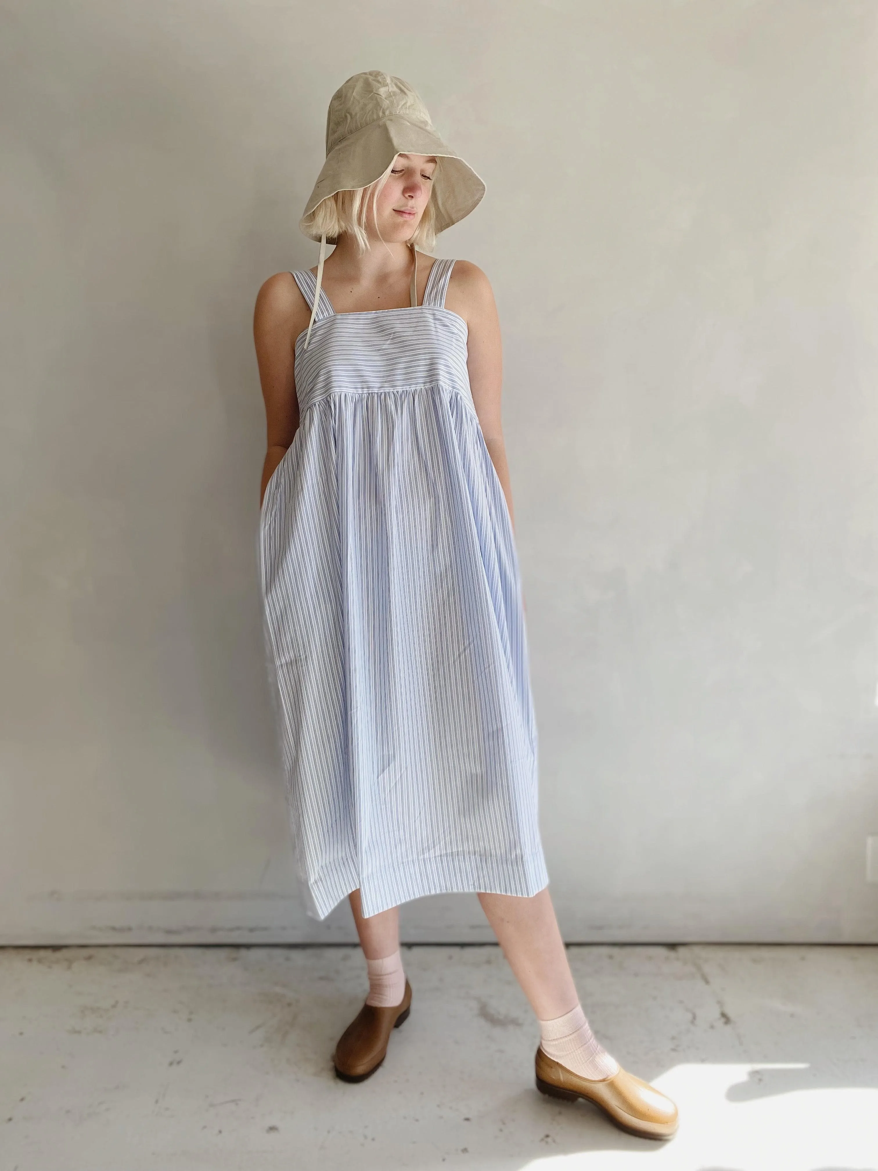 elba dress in blue/white stripe