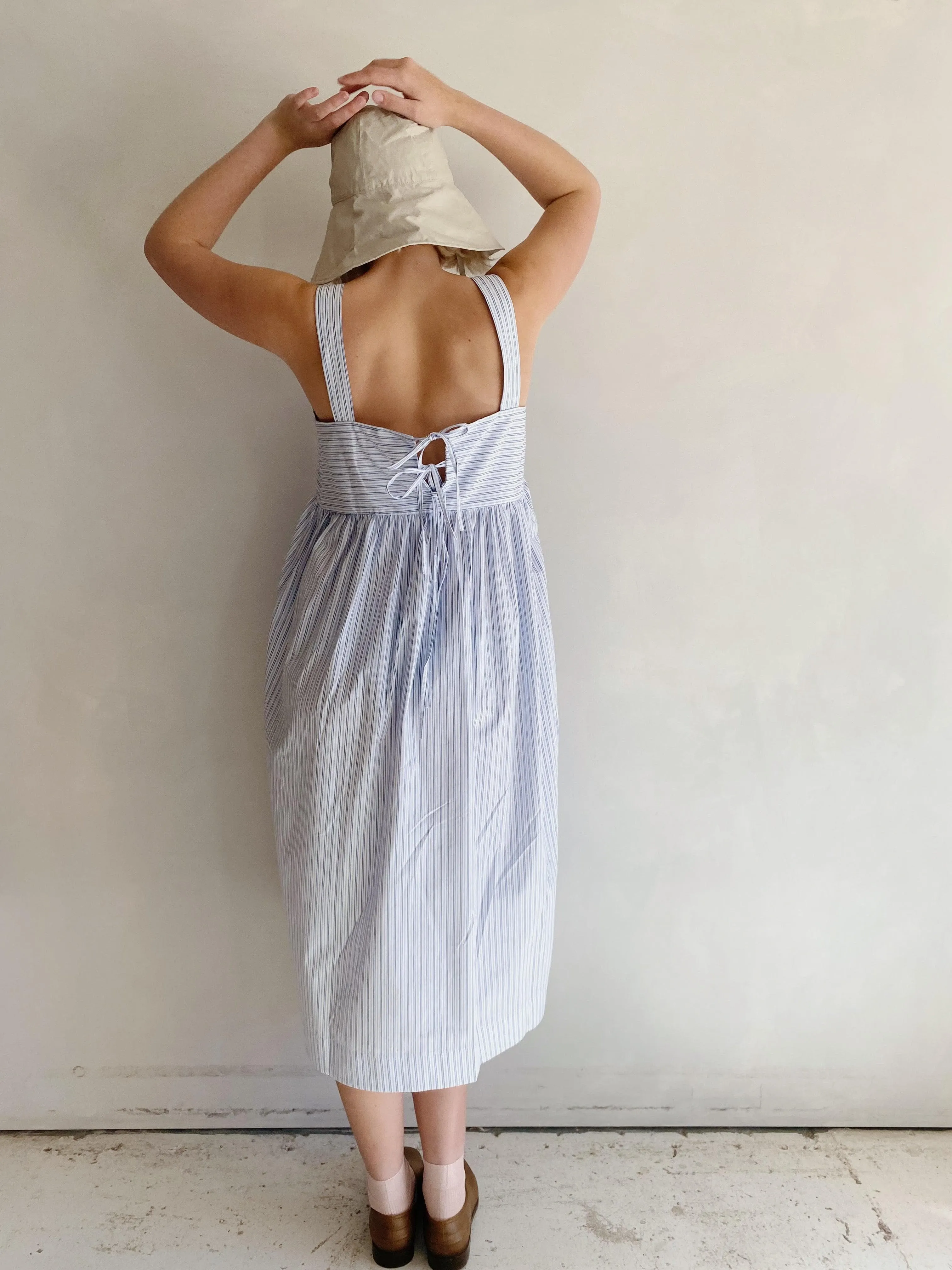 elba dress in blue/white stripe