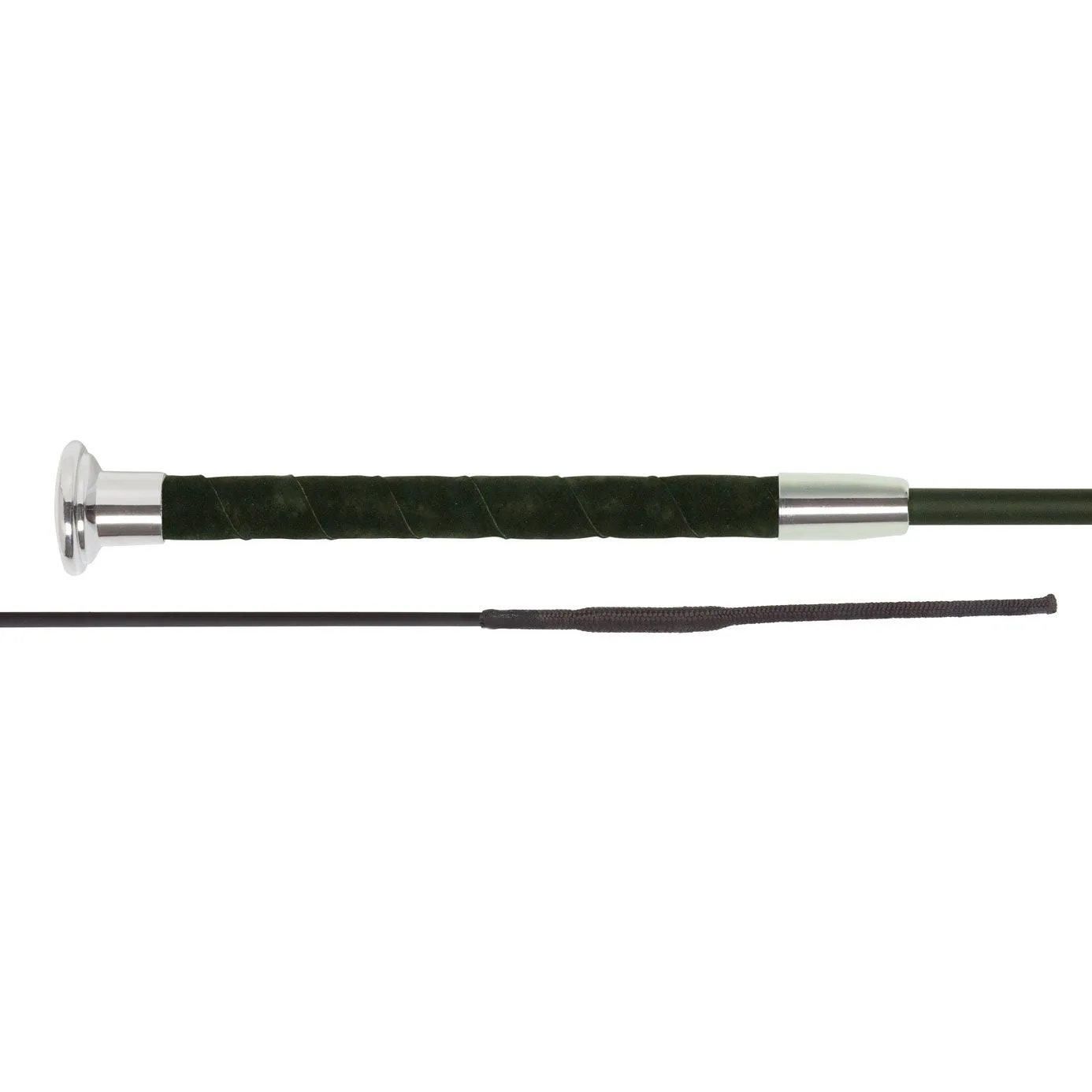 Fleck Silk Touch Dressage Whip - Black/Chrome