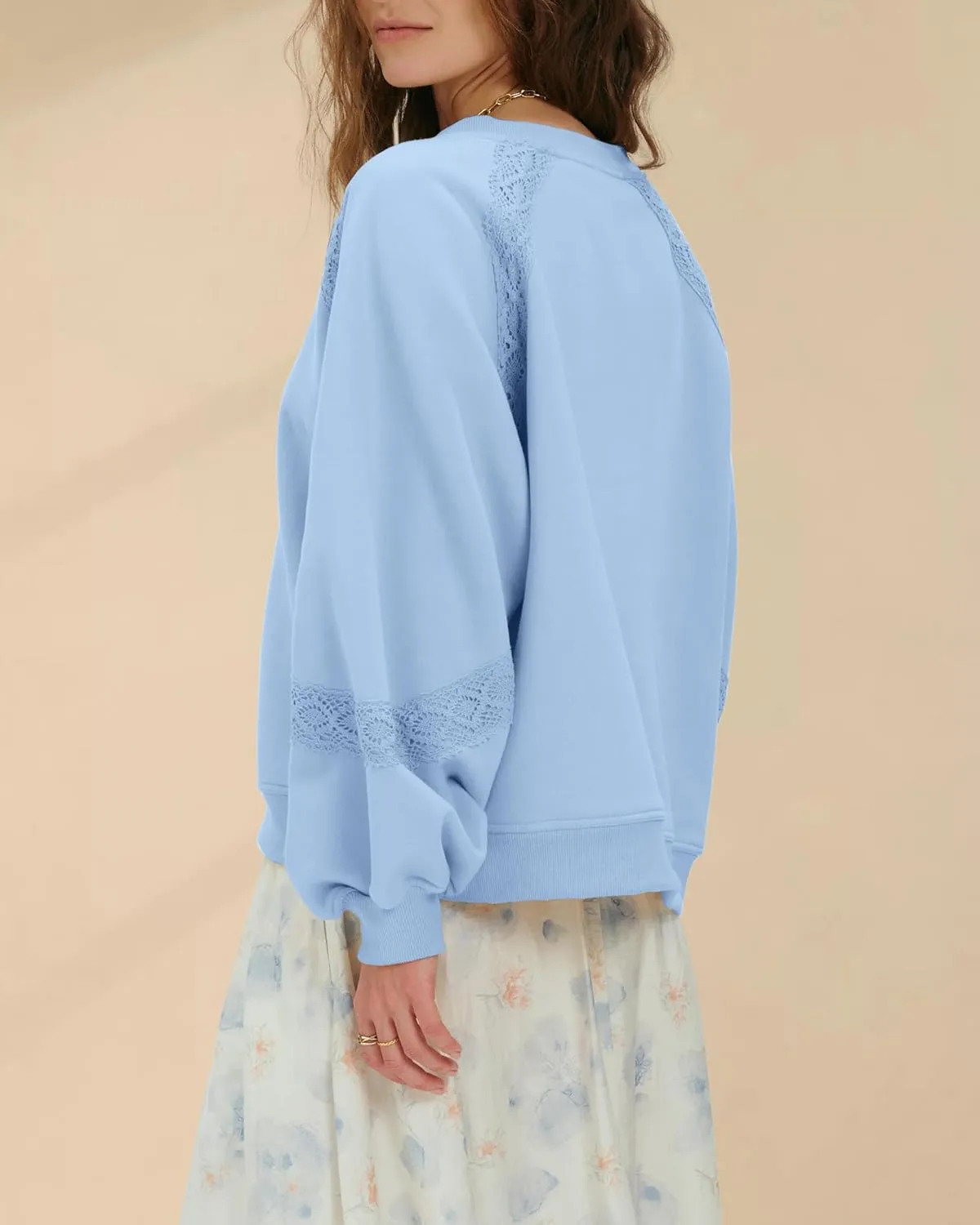 Gacaky Sweatshirt for Women Oversized Fleece Embroidered Crochet Hoodies Cropped Pullover Tops Comfy Fall Outfits Clothes