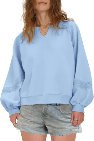 Gacaky Sweatshirt for Women Oversized Fleece Embroidered Crochet Hoodies Cropped Pullover Tops Comfy Fall Outfits Clothes