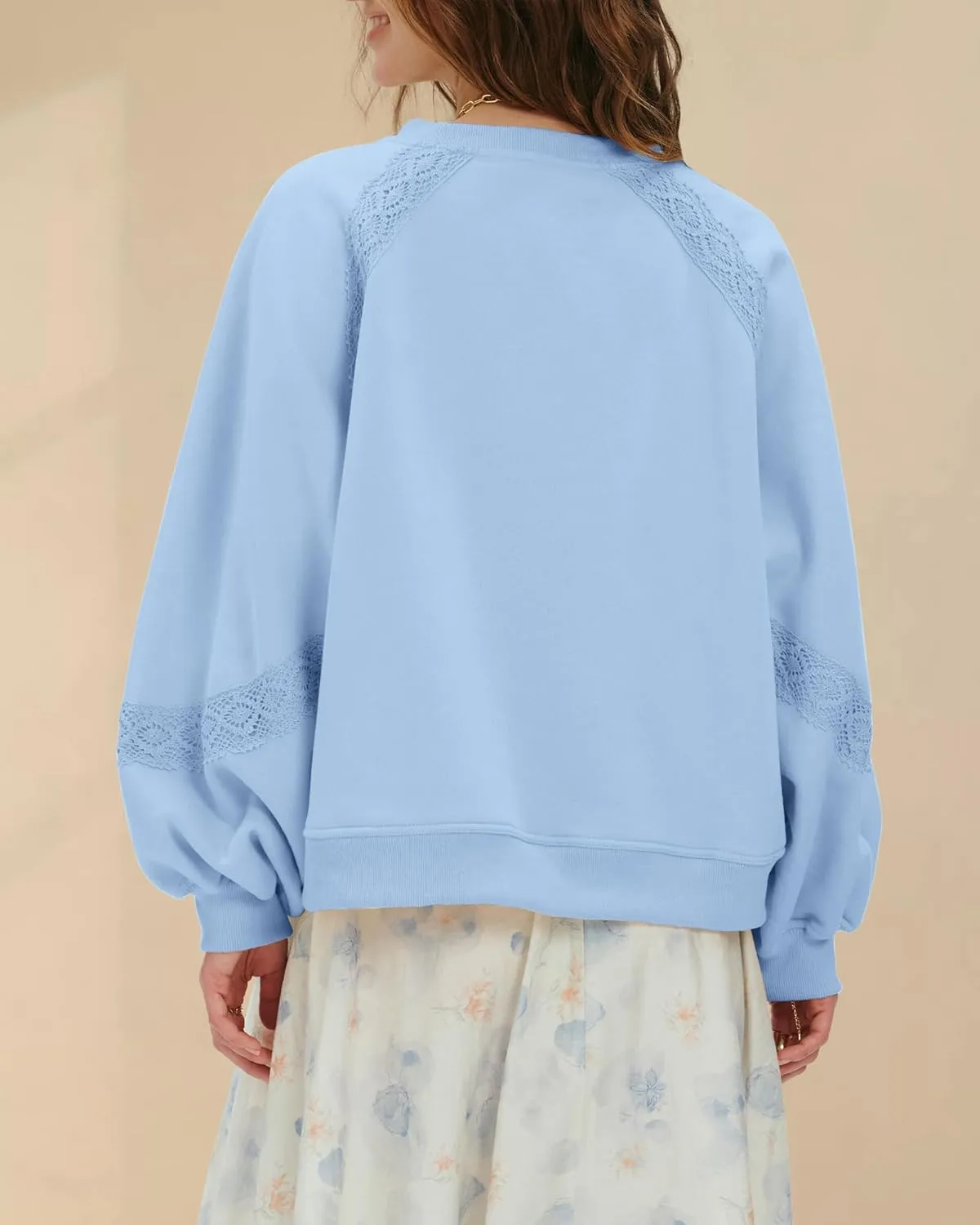 Gacaky Sweatshirt for Women Oversized Fleece Embroidered Crochet Hoodies Cropped Pullover Tops Comfy Fall Outfits Clothes