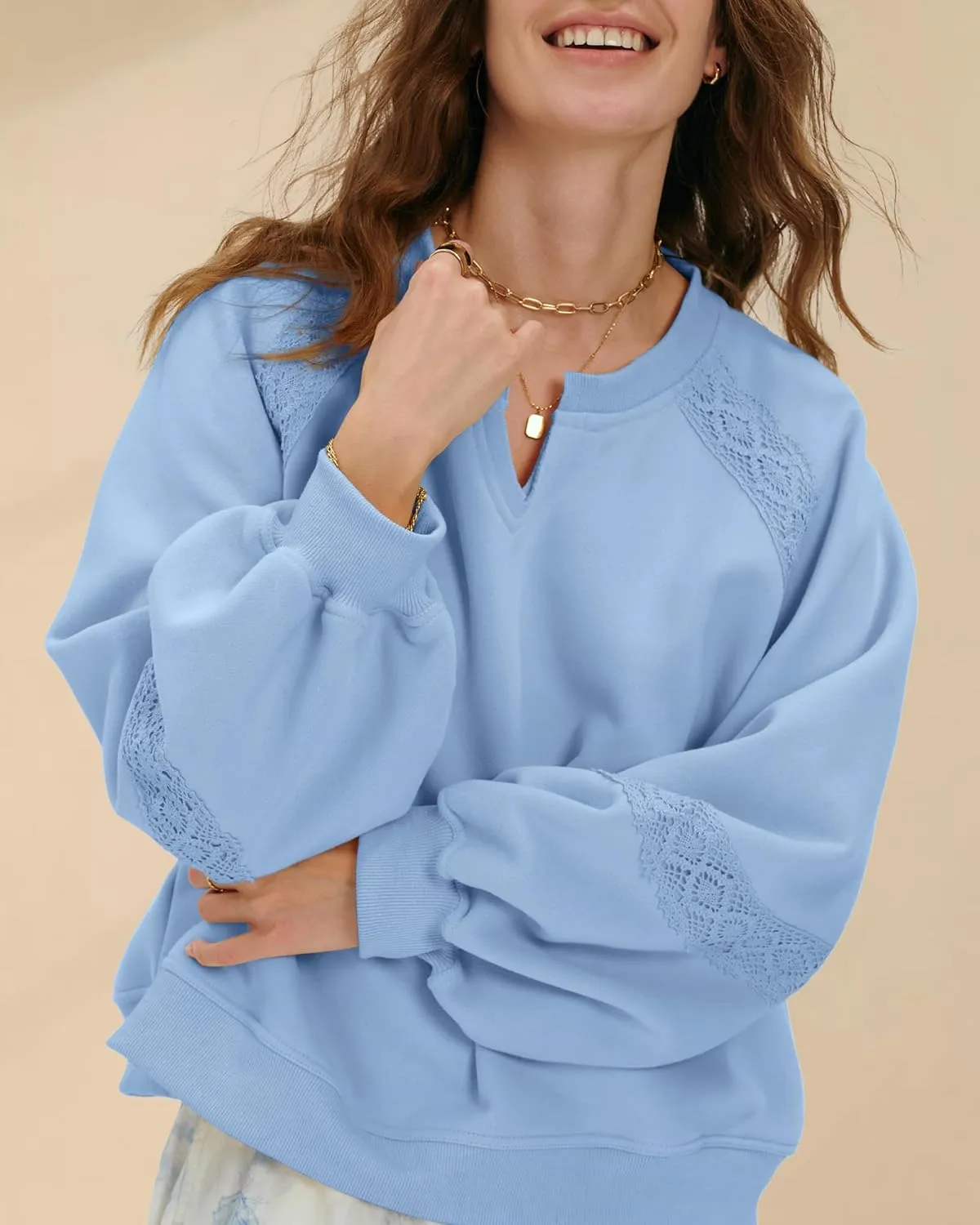 Gacaky Sweatshirt for Women Oversized Fleece Embroidered Crochet Hoodies Cropped Pullover Tops Comfy Fall Outfits Clothes
