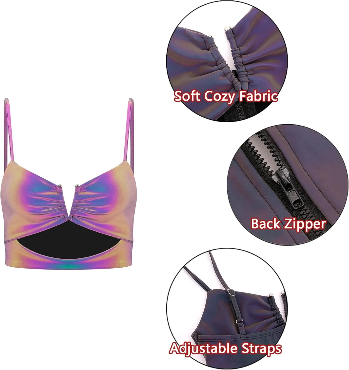 Giovacker Women's Slim Adjustable Spaghetti Straps Crop Tops Bandage Cutout Tube Top Tank Cami Champagne
