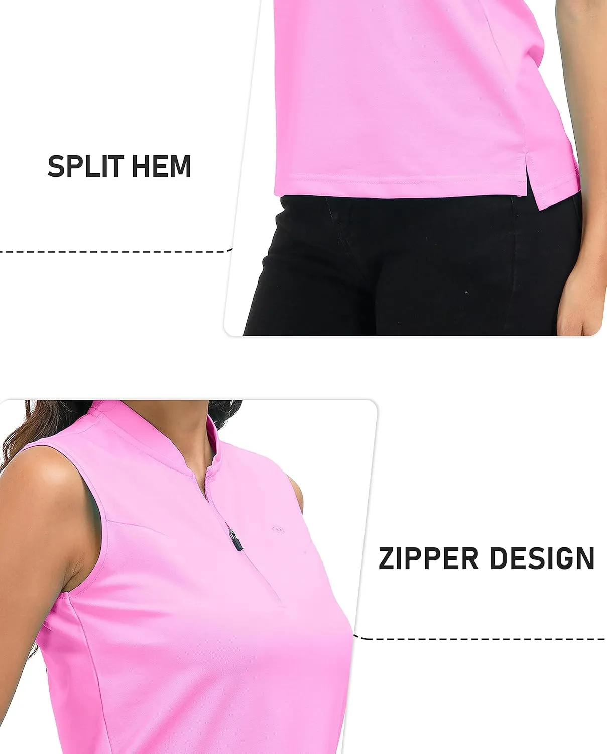 Golf Polo Shirts for Women Slim Fit Woman Sleeveless Sports Shirts Quick Dry Athletic Tank Tops for Tennis Work