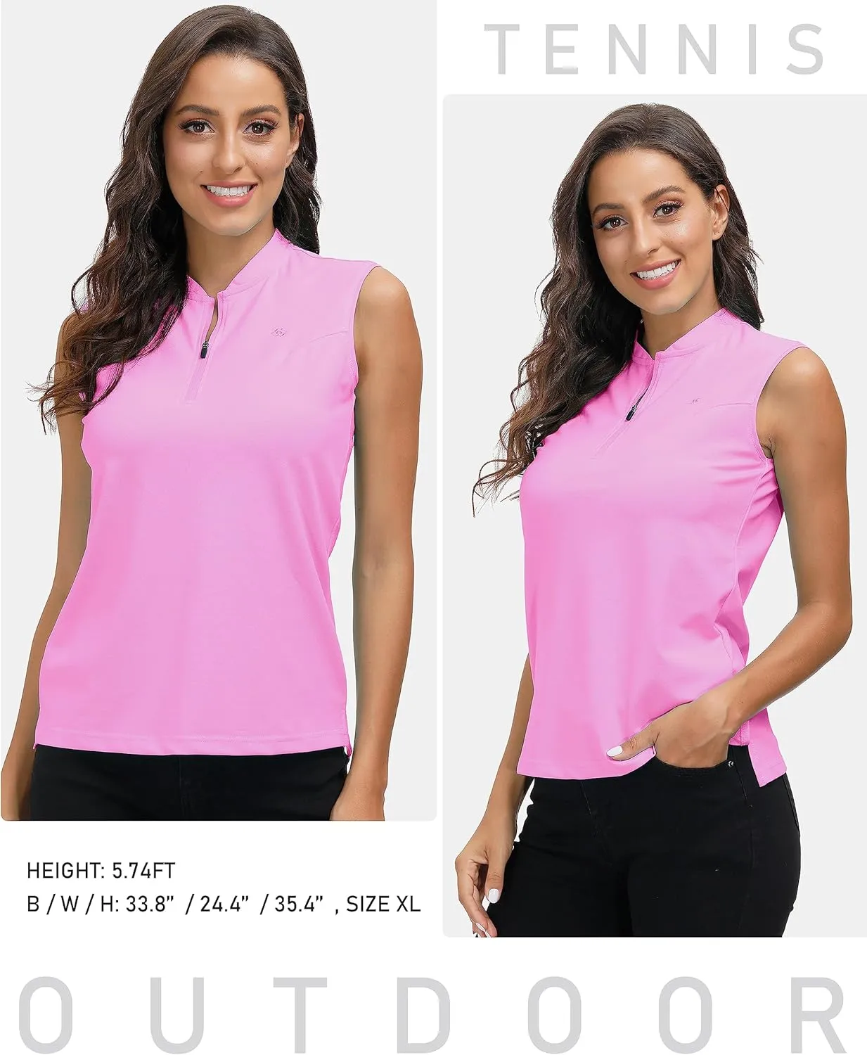 Golf Polo Shirts for Women Slim Fit Woman Sleeveless Sports Shirts Quick Dry Athletic Tank Tops for Tennis Work