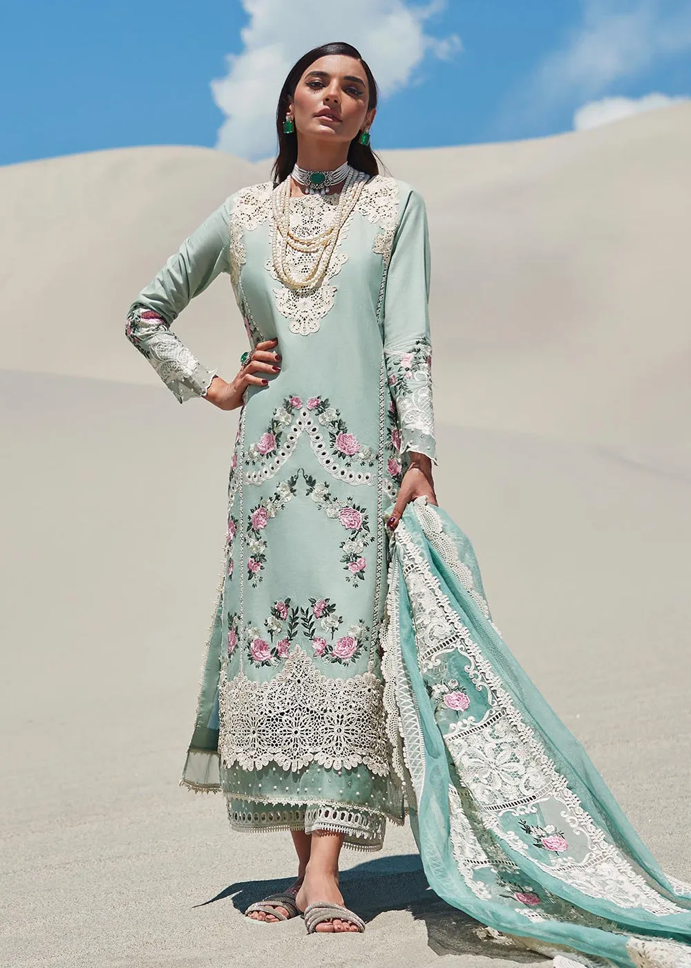 Green Lawn Suit - Saira Shakira X Crimson Luxury Lawn '23 - Serendipity - D3B