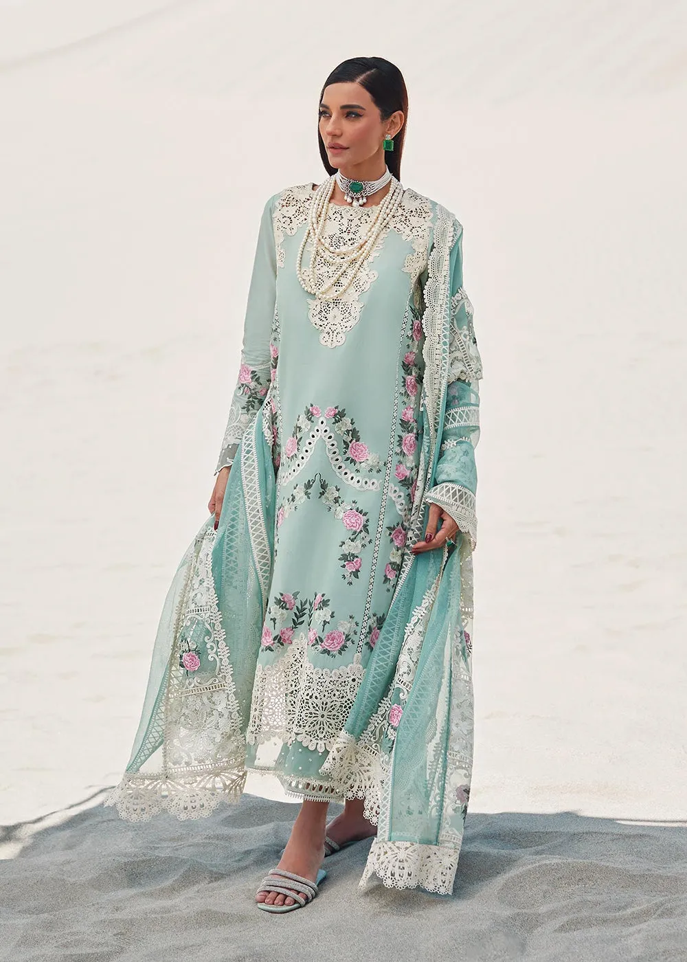 Green Lawn Suit - Saira Shakira X Crimson Luxury Lawn '23 - Serendipity - D3B