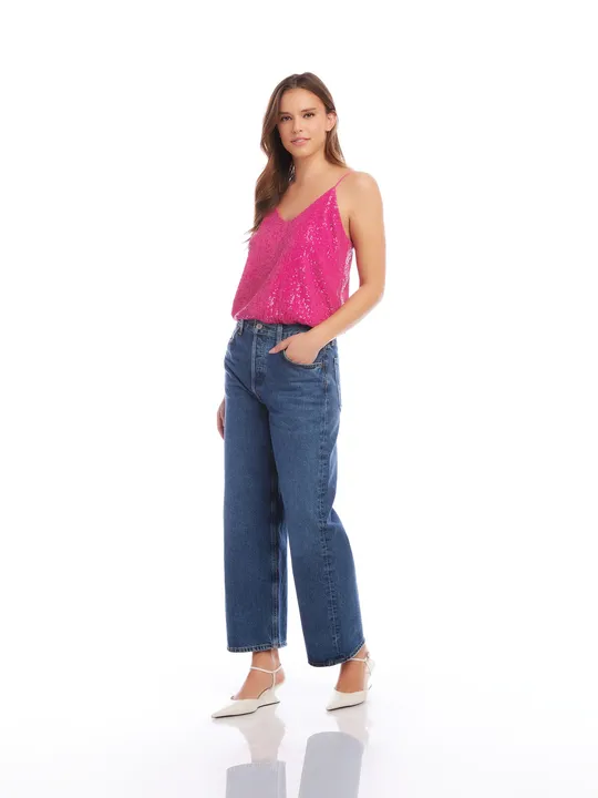 HOT PINK SEQUINS TOP