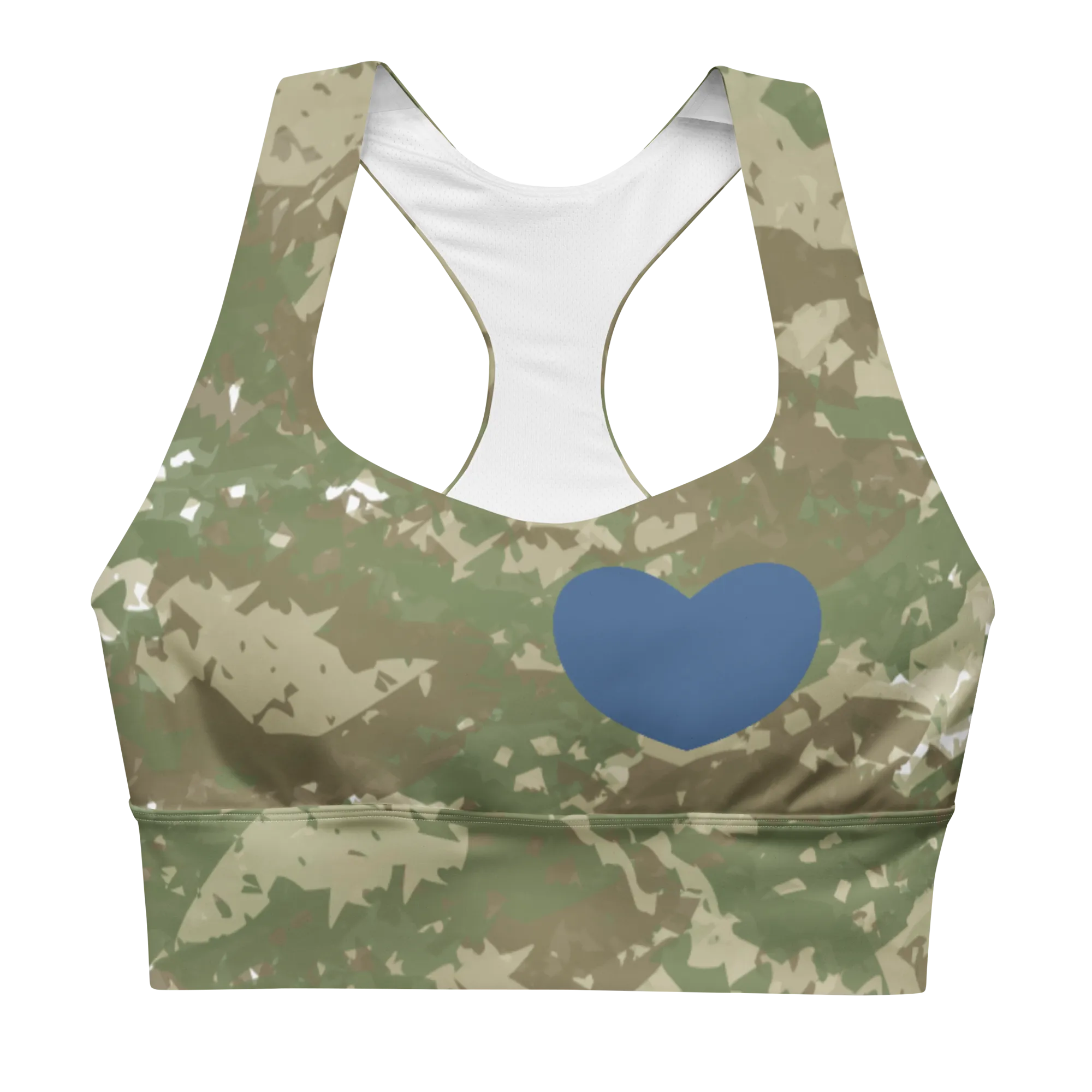 I Love You Greece Camo Longline sports bra