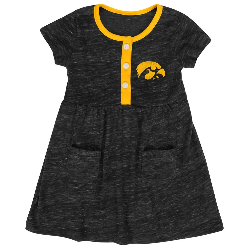 Iowa Hawkeyes Colosseum Infant Girls Triple Jump Black Gold 3 Button Dress