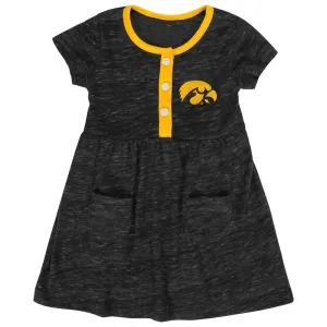 Iowa Hawkeyes Colosseum Infant Girls Triple Jump Black Gold 3 Button Dress