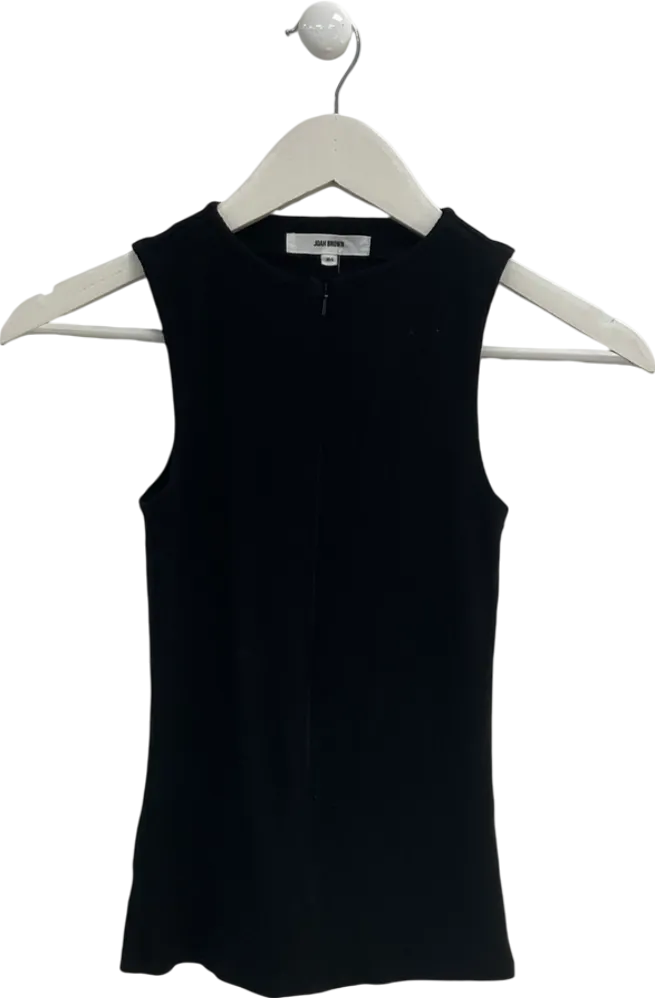 Joah Brown Black Invisible Zip Tank Top UK XS/S