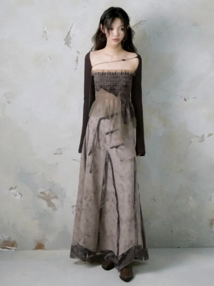 Mesh Stitch Elastic Tube Top & Waistcoat【s0000004372】