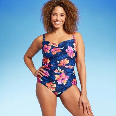 New - Lands' End Women's Tummy Control One Piece Swimsuit UPF 50  Swimwear