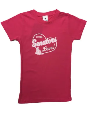 Ottawa "Ottowa" Senators YOUTH Girl's Pink Misprint Short Sleeve T-Shirt