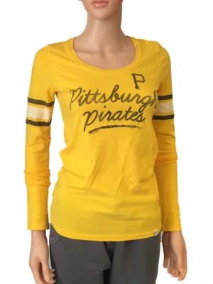 Pittsburgh Pirates 47 Brand WOMENS Yellow Scoop Neck Long Sleeve T-Shirt (S)