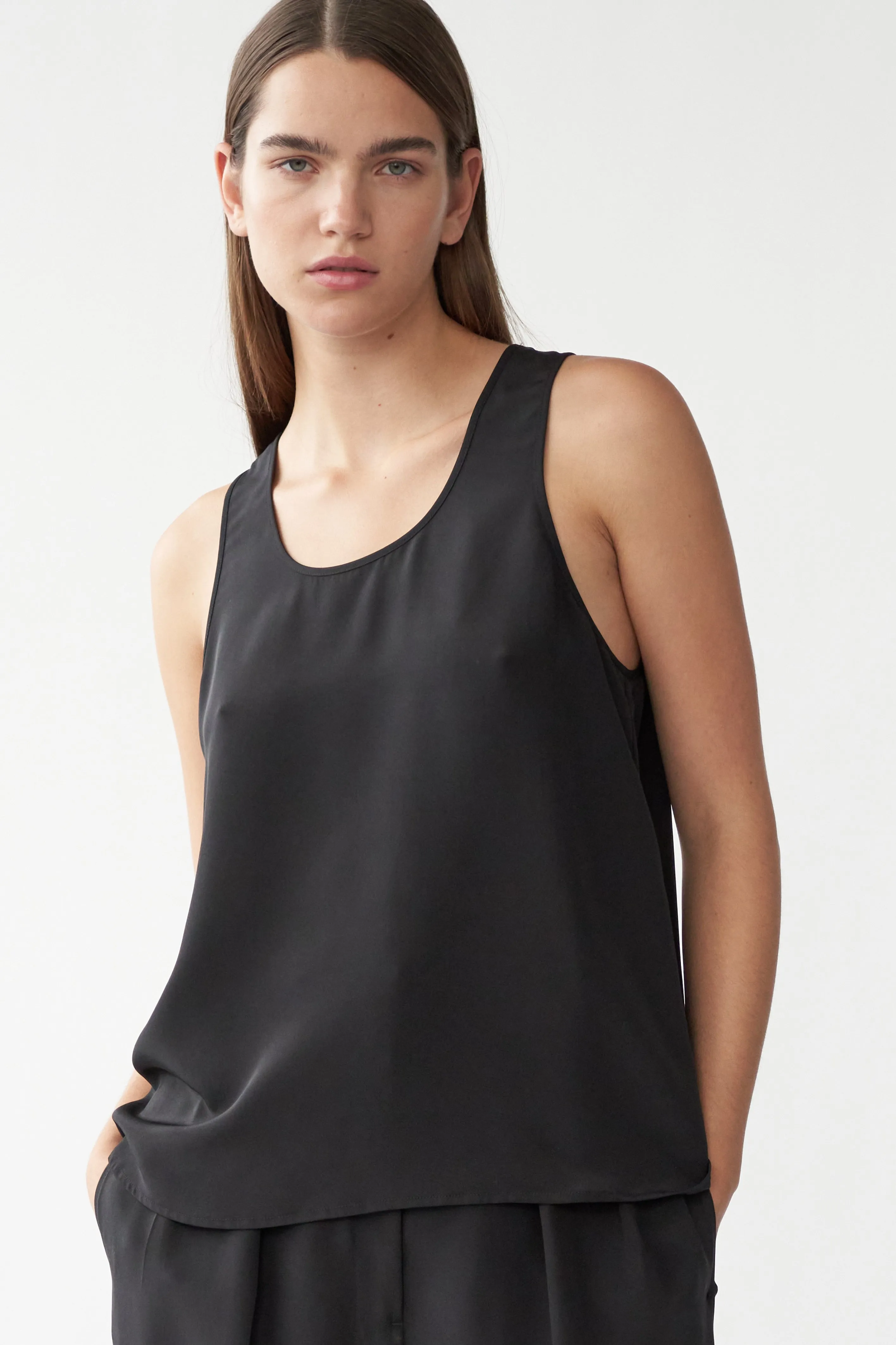 RAY TOP - BLACK - SILK GEORGETTE