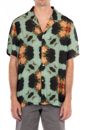 Rayon Short Sleeve Shirt - Celeste/Peach