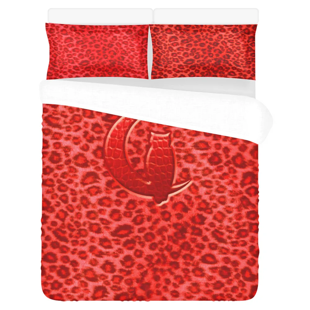 RED TIGER SKIN 3-Piece Bedding Set