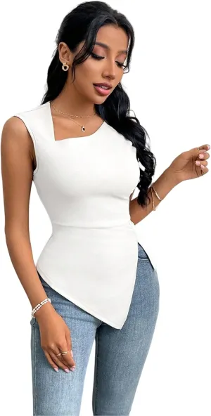 SISKIN Women's Tank Tops Sleeveless for Women 2025 Asymmetrical Sexy Cute Summer Tops Fashion Trendy